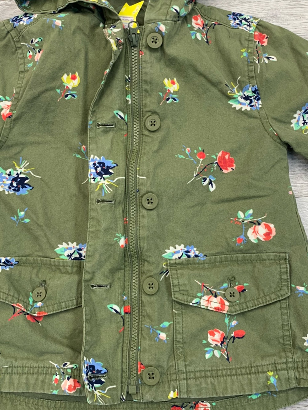 Gap Kids Olive Green Floral Utility Jacket